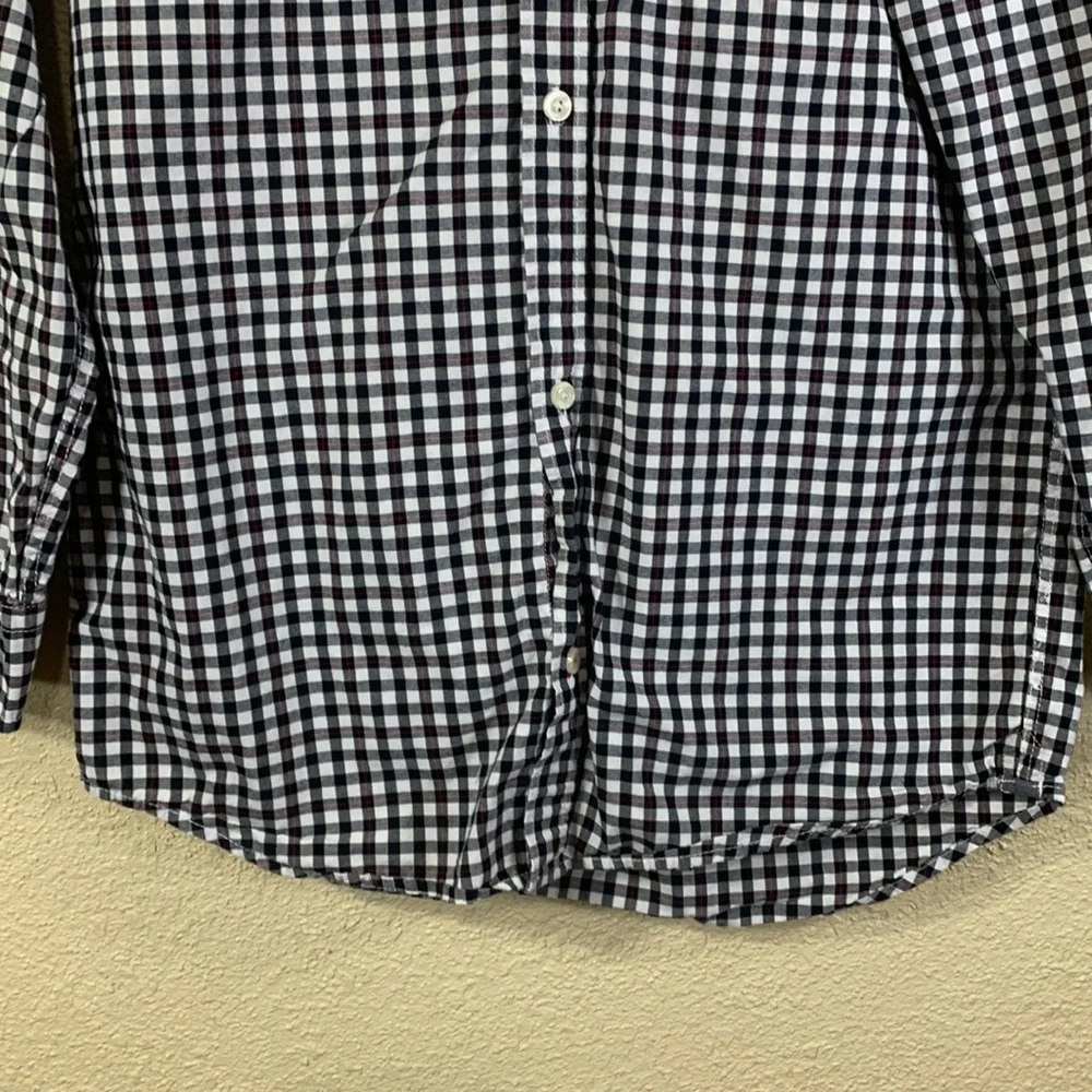 GAP Boys Shirt Plaid White black Red XXL 14-16 Long Sleeve Cotton